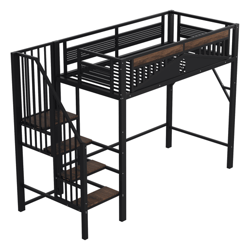 Cama de criança,cama alta de metal 90x200 cm,preto