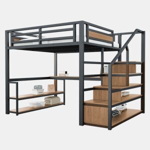 Cama de criança,cama alta de metal 140x200 cm,preto