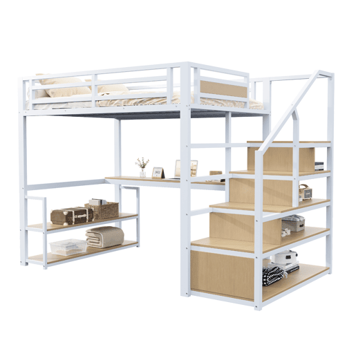 Cama de criança,cama alta de metal 140x200 cm,branco