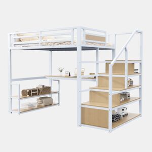 Cama de criança,cama alta de metal 140x200 cm,branco