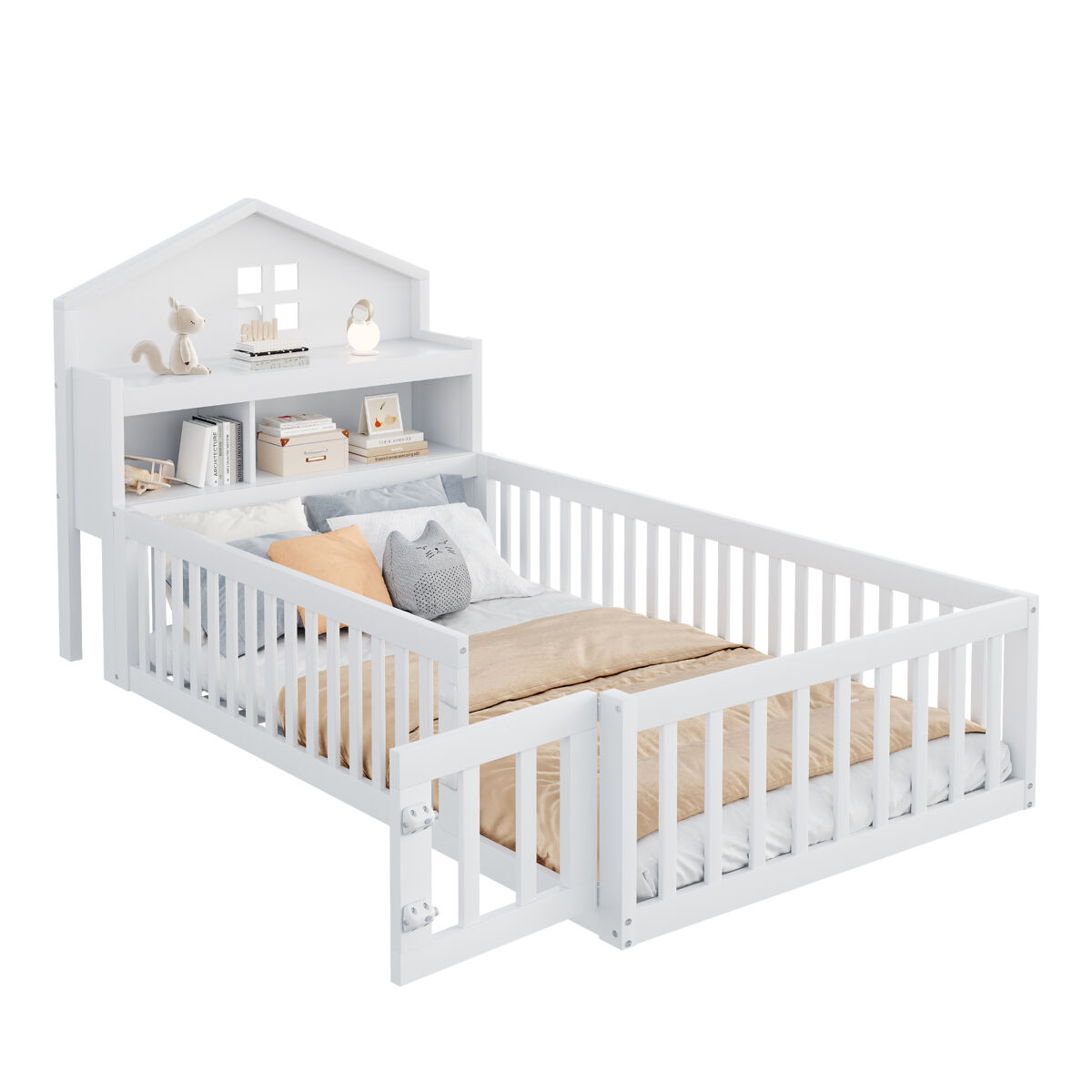 Cama infantil de madera maciza 111x235 Blanco