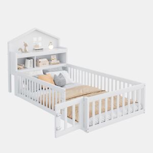 Cama de criança,cama de solteiro de madeira maciça 90x200 cm,branco