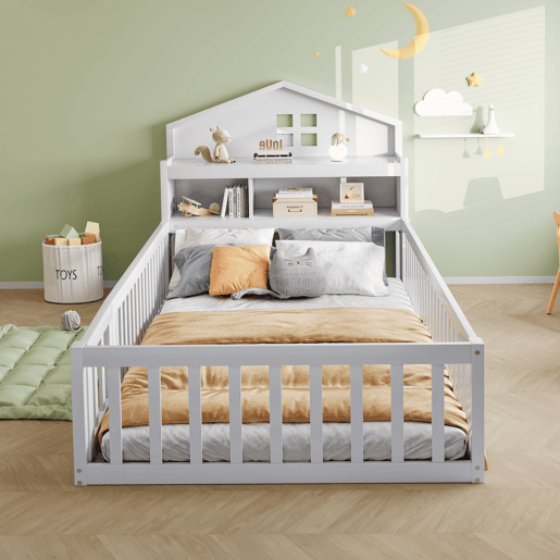 Cama de criança,cama de solteiro de madeira maciça 90x200 cm,branco