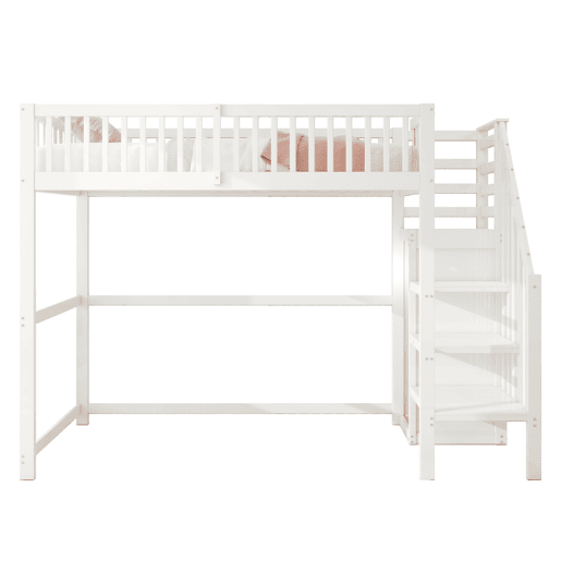 Cama de criança,cama alta de madeira maciça 90x200 cm,branco