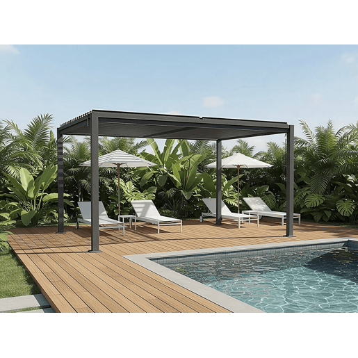 Pérgola bioclimática independente com venezianas ajustáveis ??Howard - 3 x 4 m - Cinza
