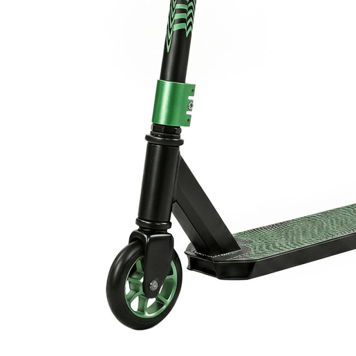 SPORTNOW Trotinete Acrobática Trotinete Freestyle com Guiador 360° Rolamentos ABEC-9 Rodas de PU de 120 mm Estrutura de Alumínio Aço Antiderrapante para Adolescentes Adultos para Skatepark 66x47x81 cm Verde