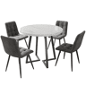 Conjunto de sala de jantar de 5 peças 80 cm - mesa redonda com pernas metálicas pretas - cadeiras de veludo cinzento