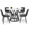 Conjunto de mesa e cadeiras 5 peças 100 cm - Mesa redonda com pernas metálicas pretas e cadeiras de veludo cinzento