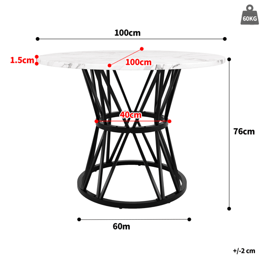Conjunto de mesa e cadeiras 5 peças 100 cm - Mesa redonda com pernas metálicas pretas e cadeiras de veludo cinzento