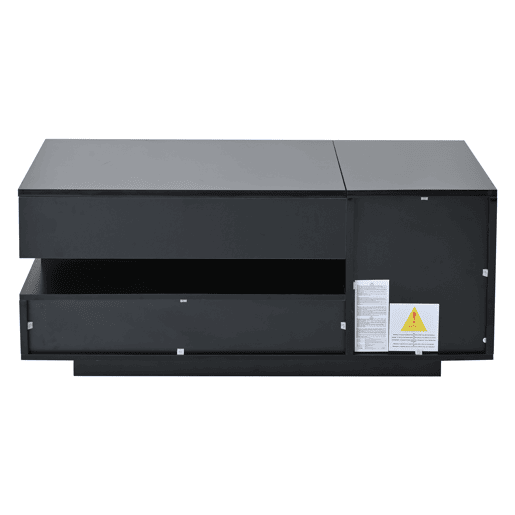 Mesa de centro 95x50x40 cm - elevável, LED, 1 gaveta, 1 armário, arrumação oculta - Preto
