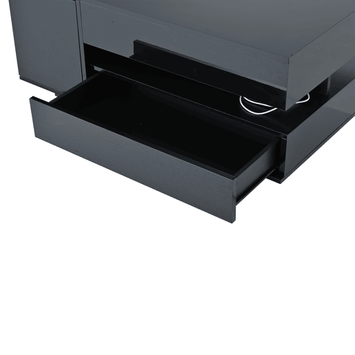Mesa de centro 95x50x40 cm - elevável, LED, 1 gaveta, 1 armário, arrumação oculta - Preto