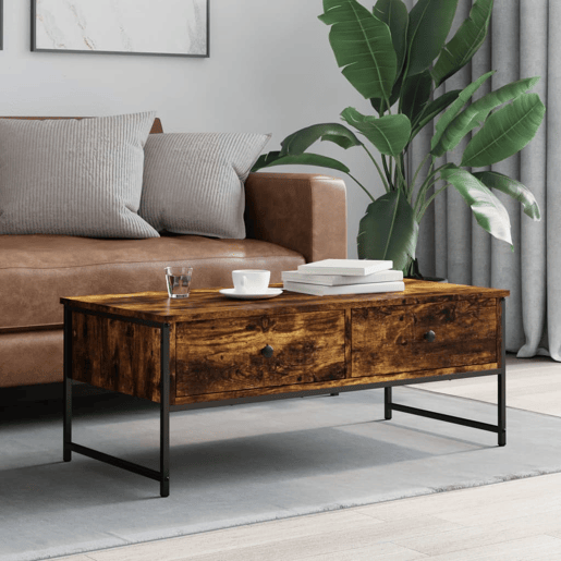 Mesa de Centro, Mesa baixa, 101x49x39,5 cm derivados madeira carvalho fumado