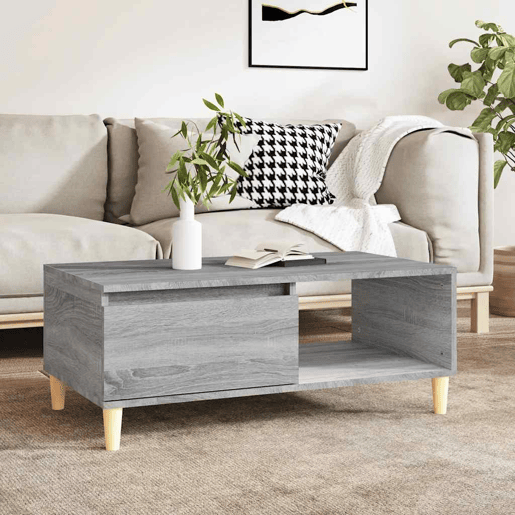 Mesa de Centro, Mesa baixa, 90x50x36,5 cm derivados madeira cinzento sonoma