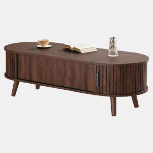 Mesa de centro elevável 120x50x39,5 cm - com 5 prateleiras e arrumação oculta - Nogueira