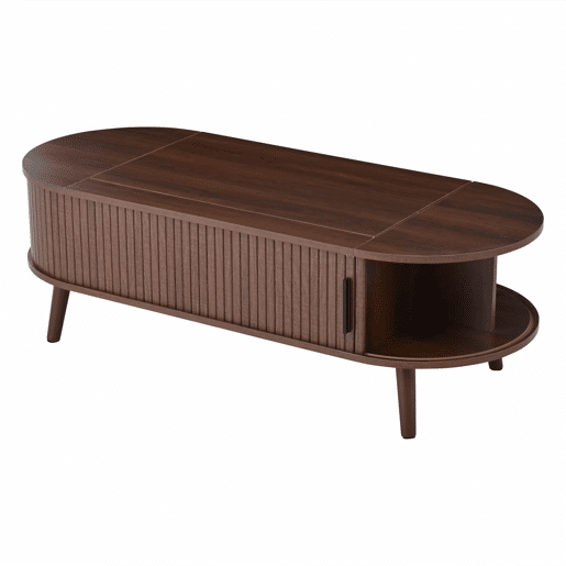 Mesa de centro elevável 120x50x39,5 cm - com 5 prateleiras e arrumação oculta - Nogueira Mesa de centro elevável 120x50x39,5 cm - com 5 prateleiras e arrumação oculta - Nogueira