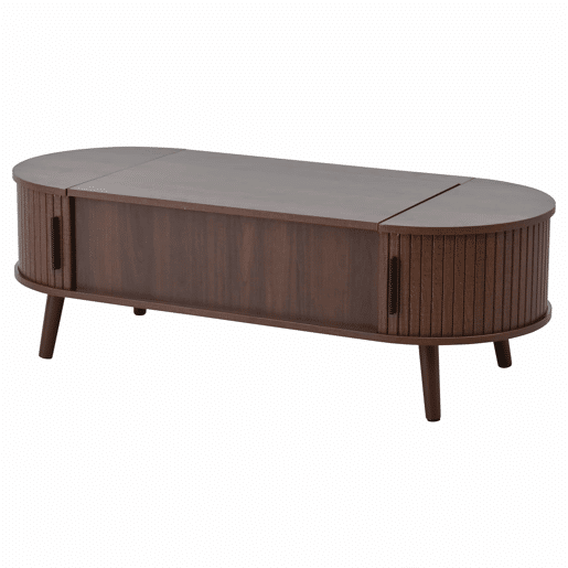 Mesa de centro elevável 120x50x39,5 cm - com 5 prateleiras e arrumação oculta - Nogueira Mesa de centro elevável 120x50x39,5 cm - com 5 prateleiras e arrumação oculta - Nogueira