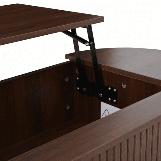 Mesa de centro elevável 120x50x39,5 cm - com 5 prateleiras e arrumação oculta - Nogueira Mesa de centro elevável 120x50x39,5 cm - com 5 prateleiras e arrumação oculta - Nogueira