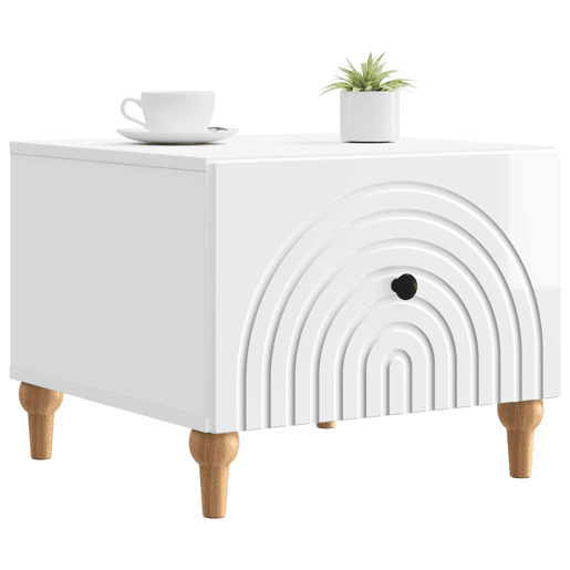 Mesa de Centro, Mesa baixa, com gaveta Branco Brilhante 49 x 50 x 40 cm