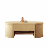 Mesa de centro elevável - com laterais de madeira curvadas, prateleira extensível, design multifuncional - cor madeira