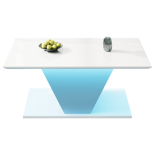 Mesa de centro V-Form - Mesa de café com luzes LED - Mesa de sala branca Mesa de centro V-Form - Mesa de café com luzes LED - Mesa de sala branca