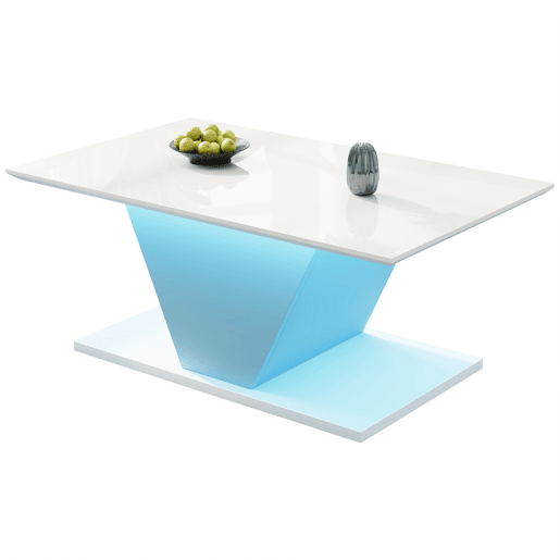 Mesa de centro V-Form - Mesa de café com luzes LED - Mesa de sala branca Mesa de centro V-Form - Mesa de café com luzes LED - Mesa de sala branca