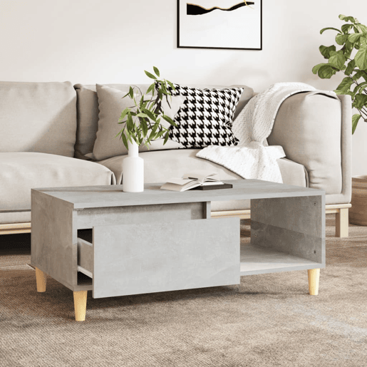 Mesa de Centro, Mesa baixa, 90x50x36,5 cm derivados madeira cinzento cimento