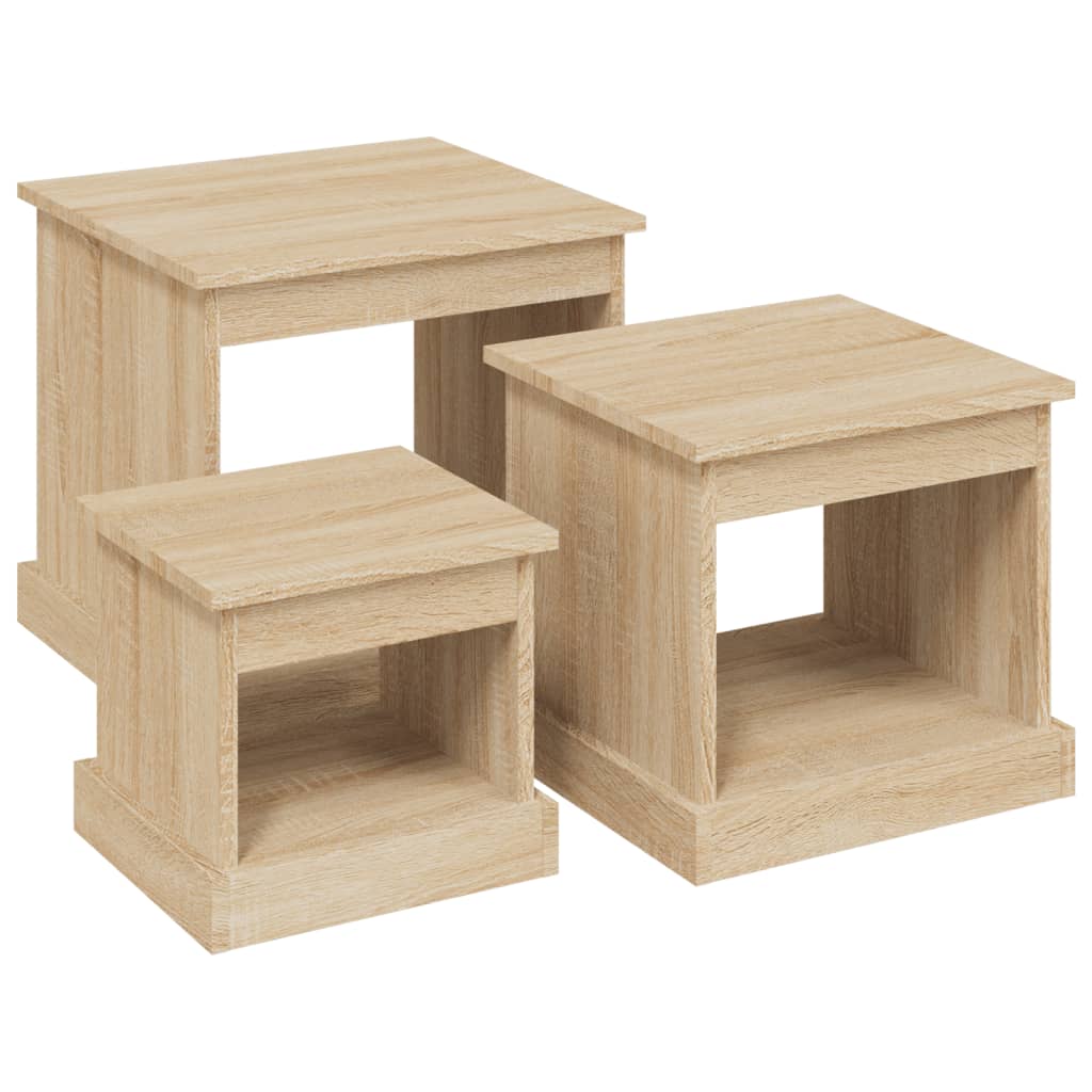 3 pzs Mesas de Café - Mesas de Centro 48x45 Madera Clara