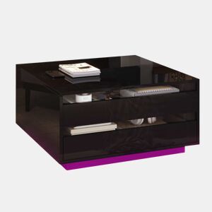 Mesa de centro elevável 707038 cm - Com LED, 1 gaveta, arrumação oculta, preta