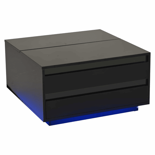 Mesa de centro elevável 707038 cm - Com LED, 1 gaveta, arrumação oculta, preta