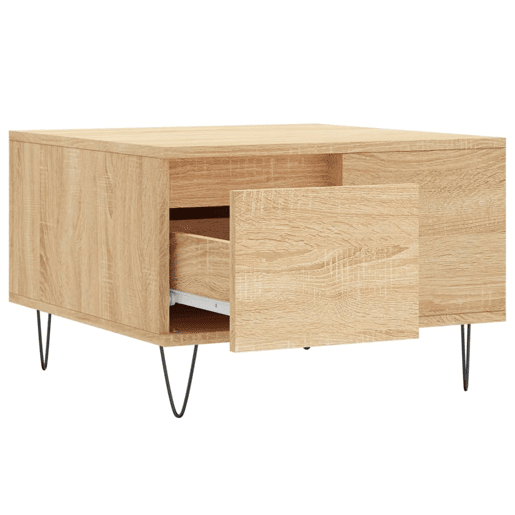Mesa de Centro, Mesa baixa, 55x55x36,5 cm derivados madeira carvalho sonoma