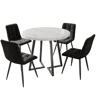 Conjunto de sala de jantar de 5 peças 80 cm - Mesa redonda com pernas metálicas pretas e cadeiras de veludo preto