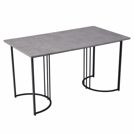 Conjunto de sala de jantar 140x80 cm - Mesa MDF cinzenta com 4 cadeiras de veludo cinzento, pernas pretas