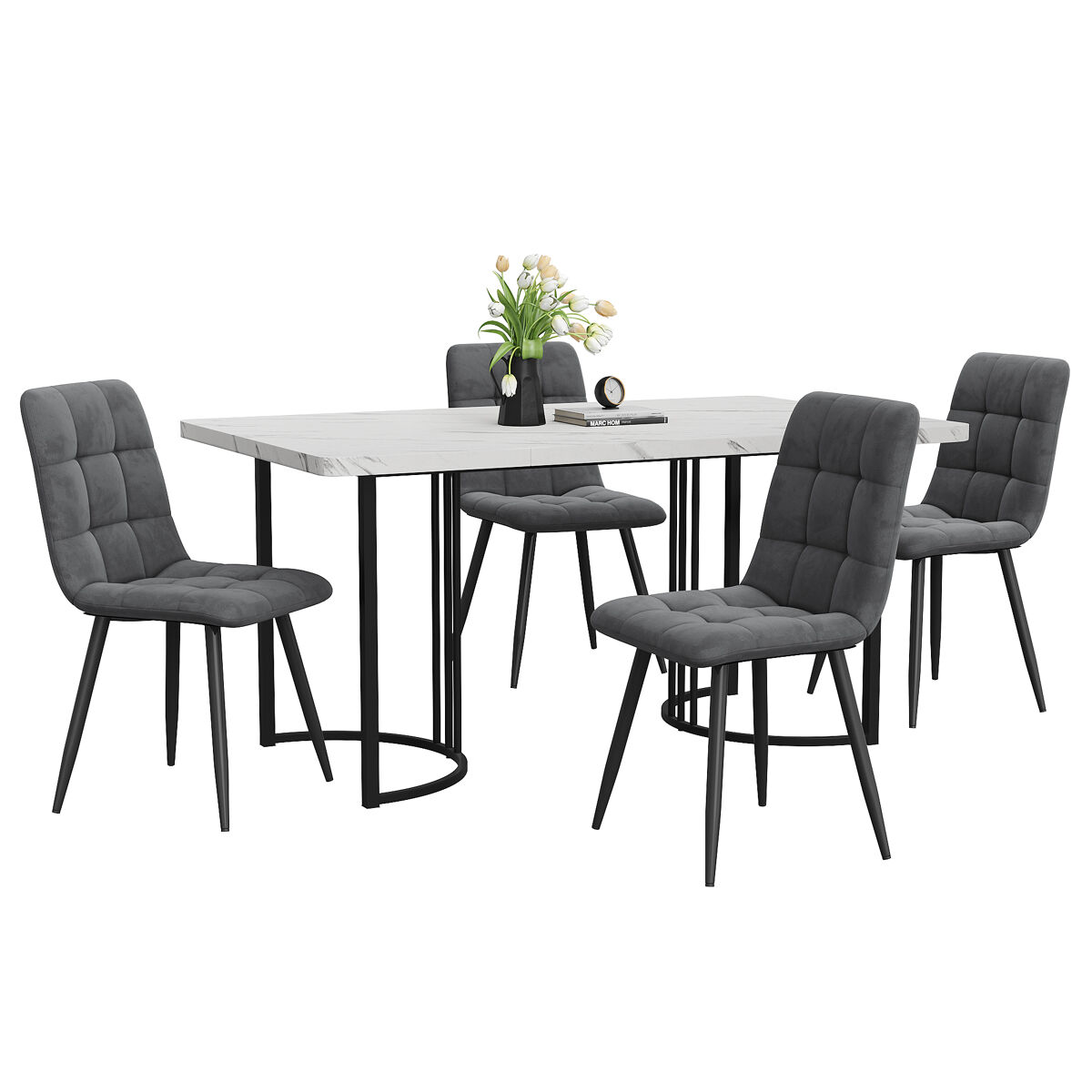 Conjunto de mesas y sillas de comedor 140x80 Gris