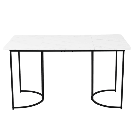 Conjunto de sala de jantar de 5 peças 140x80cm - Mesa com 4 cadeiras de veludo cinza escuro e pernas metálicas pretas