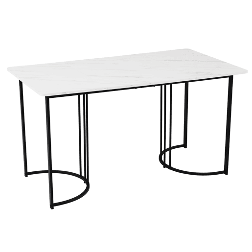 Conjunto de sala de jantar de 5 peças 140x80cm - Mesa com 4 cadeiras de veludo cinza escuro e pernas metálicas pretas