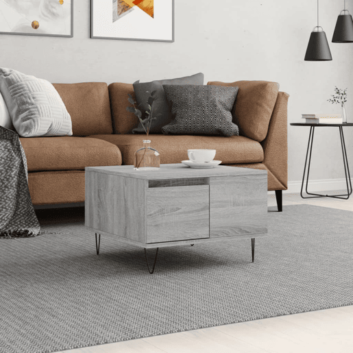 Mesa de Centro, Mesa baixa, 55x55x36,5 cm derivados de madeira cinza sonoma