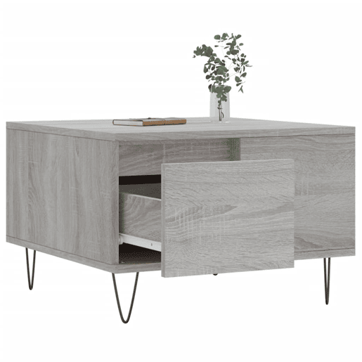 Mesa de Centro, Mesa baixa, 55x55x36,5 cm derivados de madeira cinza sonoma