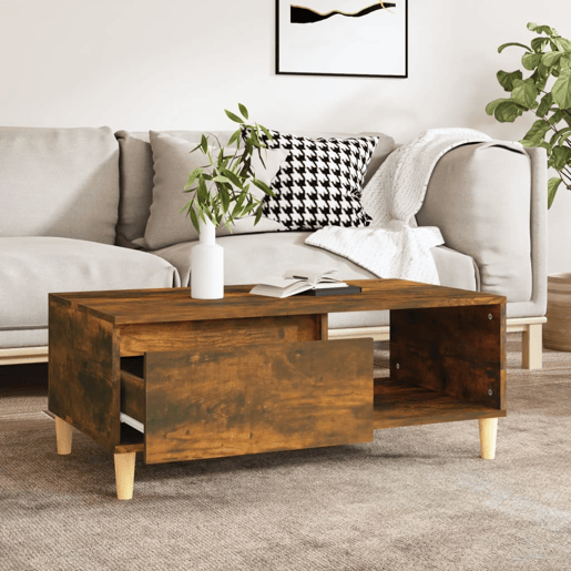 Mesa de Centro, Mesa baixa, 90x50x36,5 cm derivados madeira carvalho fumado