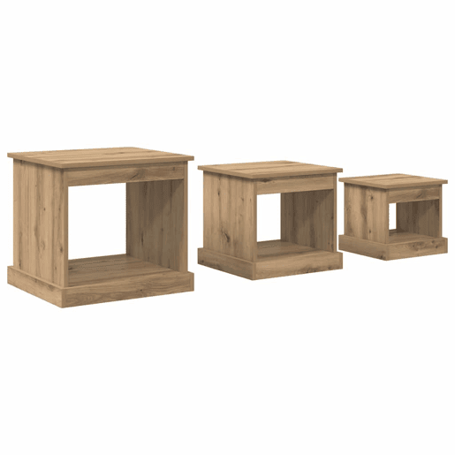 3 pcs Mesas de Centro - Mesas baixas Carvalho Artesanal Madeira processada