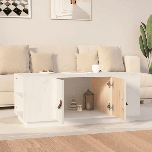 Mesa de Centro, Mesa baixa, 100x50x41 cm pinho maciço branco