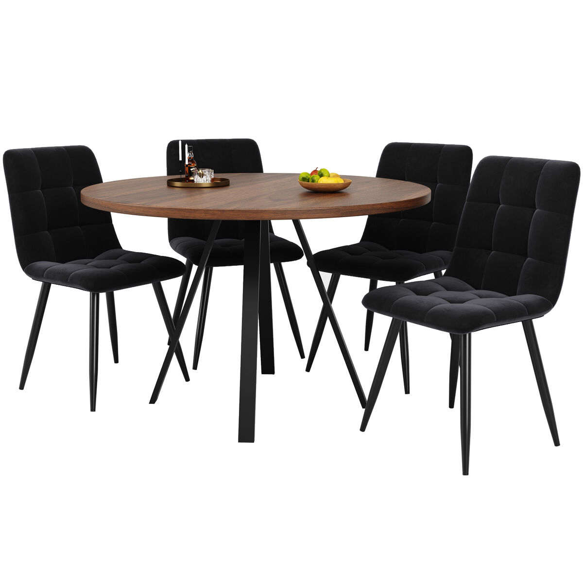 Conjunto de mesas y sillas de comedor 80x80 Negro