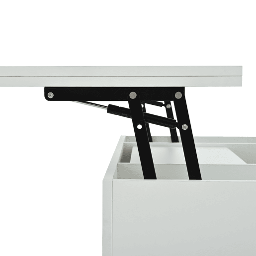 Mesa de centro 100 x 50 x 51,5 cm - com tomada, USB-C, LED, elevável, armazenamento, branca