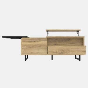 Mesa de centro - com arrumação, design moderno - cor natural