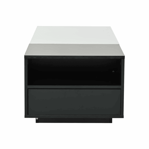 Mesa de centro 100 x 50 x 38 cm - Com 1 gaveta, mesa com placa deslizante, design geométrico, preto e branco Mesa de centro 100 x 50 x 38 cm - Com 1 gaveta, mesa com placa deslizante, design geométrico, preto e branco