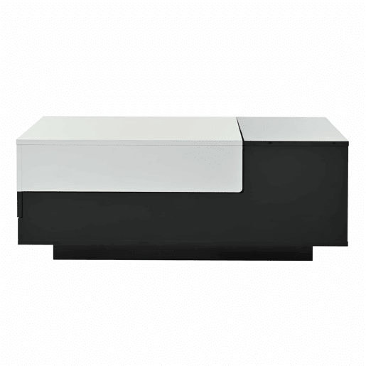 Mesa de centro 100 x 50 x 38 cm - Com 1 gaveta, mesa com placa deslizante, design geométrico, preto e branco Mesa de centro 100 x 50 x 38 cm - Com 1 gaveta, mesa com placa deslizante, design geométrico, preto e branco
