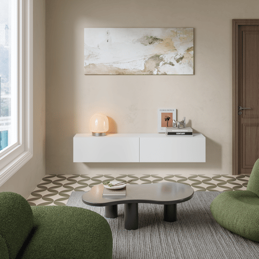 Prateleira suspensa Evaton 2 portas 160x32x30cm Branco mate en.casa