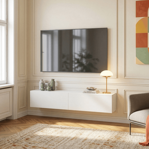 Prateleira suspensa Evaton 2 portas 160x32x30cm Branco mate en.casa