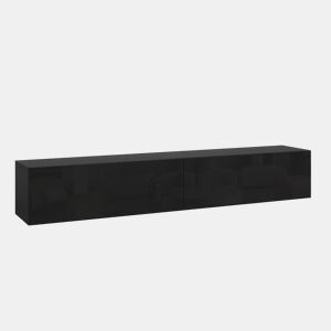 Prateleira suspensa Evaton 2 portas 180x32x30cm Preto alto brilho en.casa