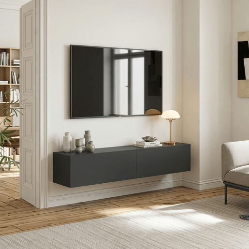 Prateleira suspensa Evaton 2 portas 160x32x30cm Cinzento escuro mate en.casa