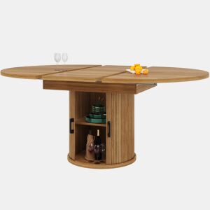 Mesa extensível redonda 118-158 cm - Sala de jantar, cozinha, varanda, extensível para ovalada - NogueiraPreto